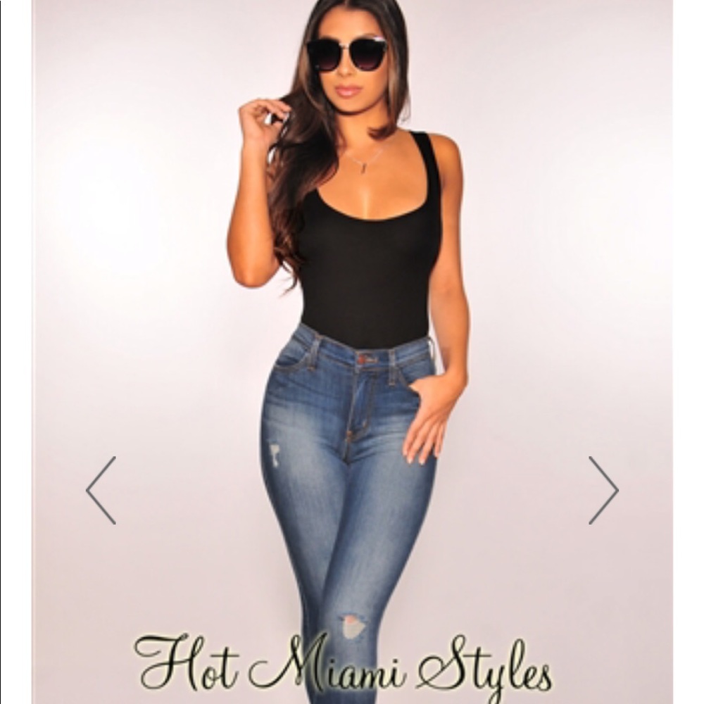 Black Ribbed Tank Bodysuit